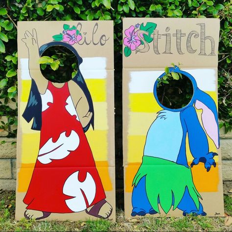 Custom lilo and stitch photo cut-out props Etsy: mylittlenotestore Lilo And Stitch Beach Birthday Party, Lilo And Stitch Photo Booth, Lilo And Stitch Parade Float, Diy Lilo And Stitch Centerpieces, Lilo And Stitch Second Birthday Party, Lilo And Stitch Birthday Outfit, Lilo And Stitch Birthday Decor, Stitch Themed Birthday Party Ideas, Lilo And Stitch Hawaiian Party