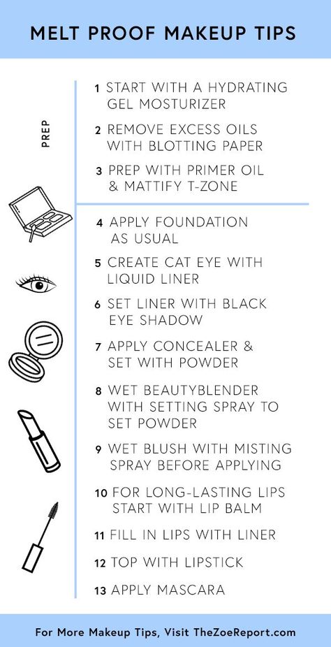 Jul 31, 2016 - There are two common things that can ruin your makeup on any given day: long hours and rising temps. We’ve tried every long-lasting product on the market and found that it really comes down to how you use them. Here, get our tips for making your… Make Up Diy, Festival Make Up, Glam Glow, How To Apply Concealer, Beauty Make-up, Apply Makeup, Makeup Tricks, Makeup Eyes, How To Apply Foundation