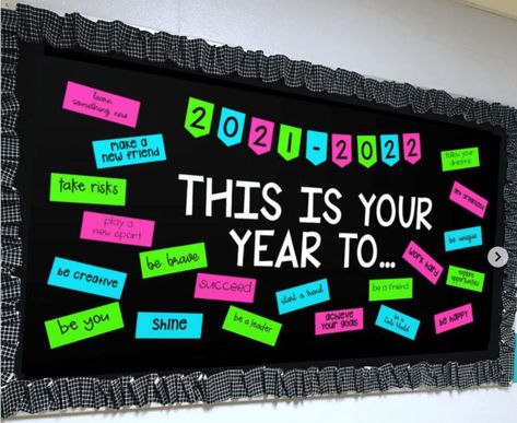 90 Back-to-School Bulletin Board Ideas from Creative Teachers Back To School Display Ideas, Hallway Displays Elementary, This Is Your Year To Bulletin Board, School Entryway Ideas Elementary, Start Of School Year Bulletin Board, Display Case Ideas For School, New Year Bulletin Boards For School, School Entrance Decor Ideas, Beginning Of The Year Bulletin Boards