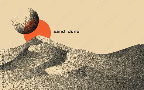 Sand Dune Illustration, Sand Illustrations, Stipple Illustration, Pixel House, Vector Landscape, Dot Texture, Stippling, Sand Dunes, Melanie Martinez