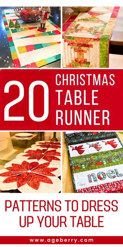 Get ready to make your holiday table shine with these 20 festive Christmas table runner patterns! From classic designs to modern twists, our sewing blog has curated a collection that will dress up your table in style. Discover an array of patterns that cater to all skill levels, making it easy for beginners and experienced sewists alike to create stunning table runners. Impress your guests with these eye-catching table runners that add a touch of festive cheer to any dining experience. Table Runner Christmas Diy, Christmas Table Runners Quilted Patterns, Christmas Table Runners Diy Easy, Easy Christmas Table Runners, Free Christmas Table Runner Patterns, Diy Christmas Table Runner, Christmas Table Runners Quilted, Christmas Quilted Table Runners Patterns, Quilted Christmas Table Runners