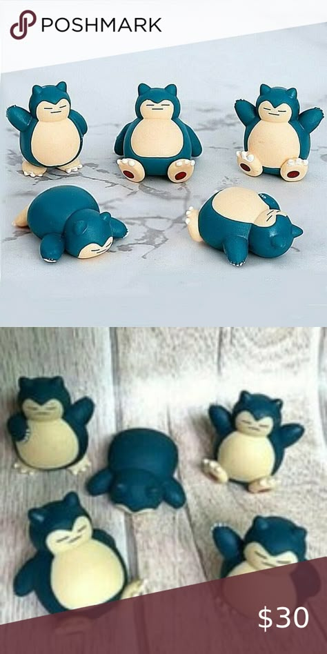 Snorlax Pokemon Lot of 5 Rare Different Poses Mini Figures 1.5" Unbranded Cute Mini Clay Figures, Snorlax Clay Art, Polymer Clay Pokemon Easy, Mini Clay Pokemon, Clay Art Pokemon, Clay Pokemon Easy, Pokemon Air Dry Clay, Cute Clay Characters, Pokemon Miniatures