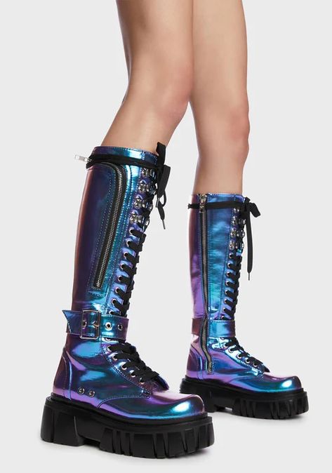 Thigh High Combat Boots, 90s Platform Shoes, Knee High Combat Boots, Grunge Boots, Dolls Kill Shoes, Platform Combat Boots, High Quality Boots, Lace Up Leggings, Womens Combat Boots