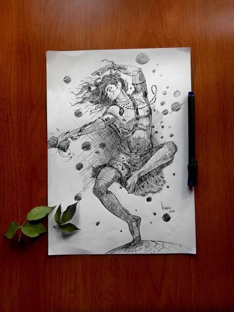 Shiva Crosshatching Shiv Tandav Sketch, Shiv Tandav, Lord Shiva Sketch, Shiva Sketch, Canvas Art Painting Abstract, Planet Drawing, Sanatan Dharma, Shiv Ji, Pencil Sketch Images