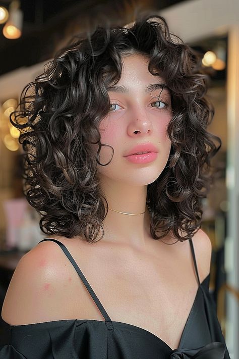 Best Layered Curly Haircuts of 2024 Curly Hair Parting, Short Curly Haircuts Middle Part, Haircuts For Curly Hair Natural Curls Short Layers, Short Layered Hair Curly, Medium Layered Curly Hair, Girls Curly Haircut, Cute Curly Hair Cuts, Fine Curly Haircut, Curly Hair Layers Short