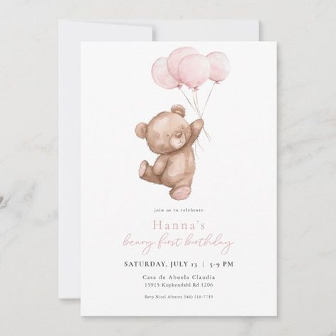 Create your own Invitation | Zazzle Bear Theme 1st Birthday, Beary First Birthday Party, Beary First Birthday, 1st Birthday Celebration, First Birthday Invite, 1st Birthday Invite, Teddy Bear Birthday, One Year Birthday, First Birthday Party Decorations