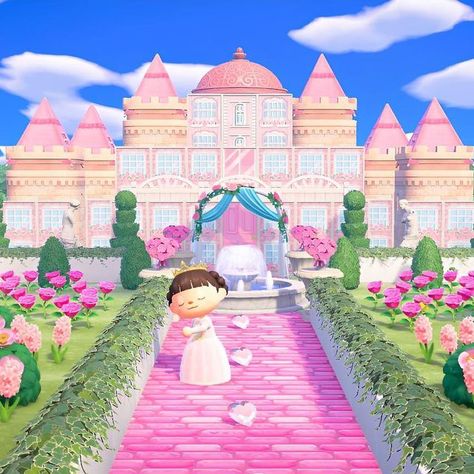 Michelle 👑 ACNH Addict on Instagram: "💖Barbie’s Castle💖 This incredible interior by my sweet friend, @peabridgecrossing is just perfect for Queen Barbie. 🫶🏼👑 #acnhinteriors #acnhexterior #acnhbuilds #barbiehouse #acnhcommunitycollab Animal crossing ACNH pink Barbie castle beautiful build speedbuild new horizons nintendo mom gamer explore cozy" Acnh Pink Island, Acnh Elegant, Acnh Castle, Cottagecore Acnh, Barbie Castle, Marvelous Monday, Fairytale Bedroom, Cottagecore Pink, Acnh Paths