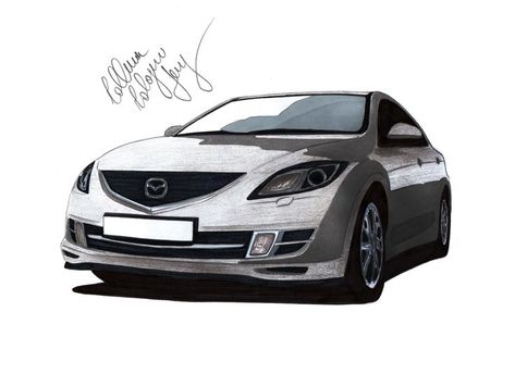 Mazda Drawing, Sports Drawings, Mazda Cars, Paper Pencil, Illustration Creative, Artist Illustration, Mazda 6, Car Drawings, Tattoo Inspo