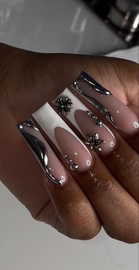 LAVISH ⚜️ LUXURY Long Nail Inspo Baddie Summer, Christmas Nails Square Long, Cut Nails, Drip Nails, Colored Acrylic Nails, Girly Acrylic Nails, Her Nails, Short Square Acrylic Nails, Long Acrylic Nails Coffin