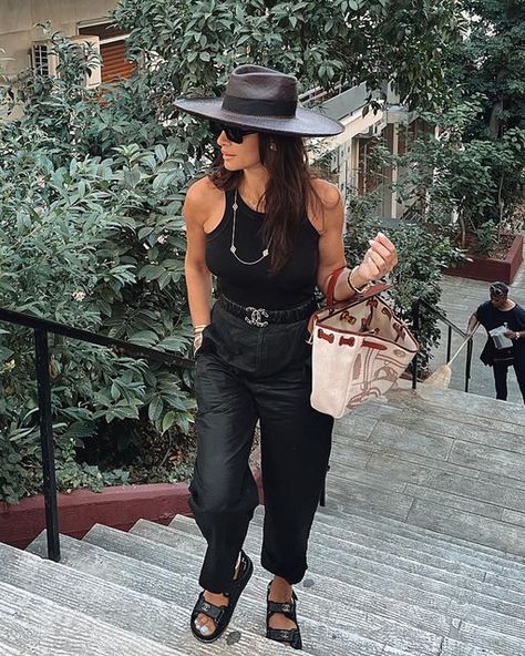 Panama Hat Outfit, Hat Outfit, Senior Citizen, Outfits With Hats, Fashion Woman, Spring Summer Fashion, Panama Hat, New Black, All Black