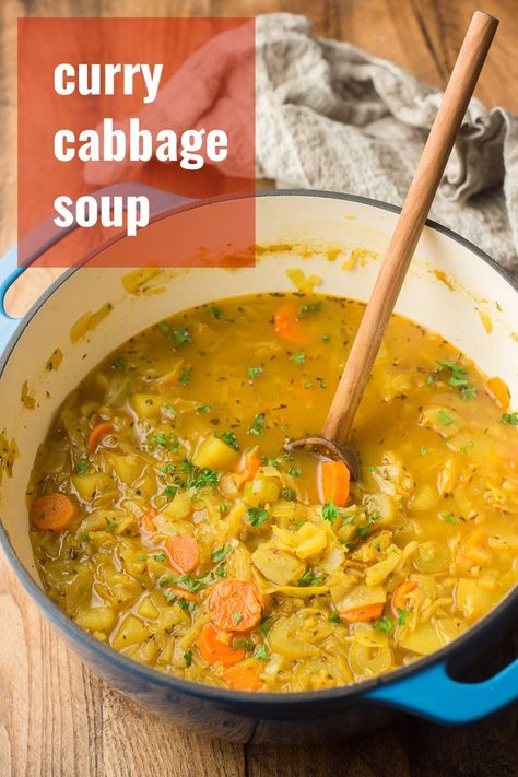 Cabbage Soup Vegan, Cabbage Soup Instant Pot, Vegan Cabbage Soup, Curry Vegetable Soup, Curry Cabbage, Cabbage Soup Crockpot, Cabbage Soup Diet Plan, Soup Cabbage, Cabbage Soup Diet Recipe