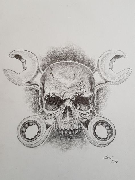 Mechanic Skull Tattoo, Wrench Tattoo, Mechanical Skull, Gear Tattoo, Father Daughter Tattoos, Mechanic Tattoo, Daughter Tattoo, Clock Gears, Chest Tattoo Men