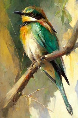 Bird Oil Painting, Bird Paintings, Cloth Art, Bee Eater, Exotic Bird, Bird Art Print, Paint And Sip, Swans, Birds Painting