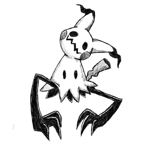 Mimikyu Tattoo Ideas, Pokemon Drawings Sketches Easy, Pokemon Tattoo Mimikyu, Mimikyu Drawing, Mimikyu Sketch, Luggage Drawing, Mimikyu Tattoo, Ghost Pokemon Tattoo, Pokemon Line Art