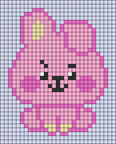 Bt21 Crochet Free Pattern, Kpop Cross Stitch, Bts Crochet Pattern, Kpop Alpha Pattern, Bts Pixel Art, Kpop Crochet Pattern, Hama Art, Disney Crochet Patterns, Easy Pixel Art