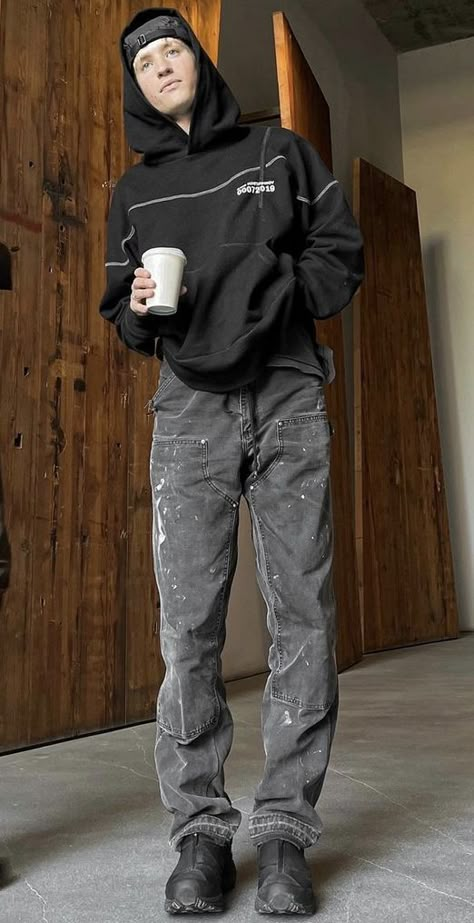 Cropped Hoodie Outfit Men, Cropped Black Hoodie, Hoodie Outfit Men, New Balance Outfit, Trendy Boy Outfits, Aesthetic Outfits Men, Street Fashion Men Streetwear, Guys Clothing Styles, Street Fashion Photography