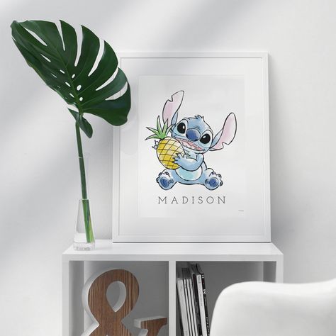 Lilo And Stitch Nursery, Stitch Watercolor, Stitch Nursery, Watercolor Baby Shower, Disney Posters, Nursery Poster, Disney Decor, Rainbow Art, Stitching Art