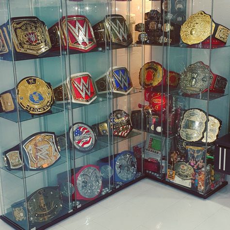 Awesome belts collection Wwe Collection Display, Boxing Fashion, Wwe Belt, Ufc Belt, Ronda Rousey Ufc, Wrestling Belt, Wwe Championship Belts, Carmella Wwe, Wwe Belts