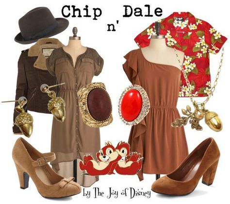 The Joy of Disney: Chip n' Dale (Disney) Disneyland Halloween Party, Disney Bound Outfits Casual, Acorn Earrings, Disney Bounds, Classic Disney Characters, Rescue Rangers, Chip N Dale, Disney Inspired Fashion, Disney Clothes