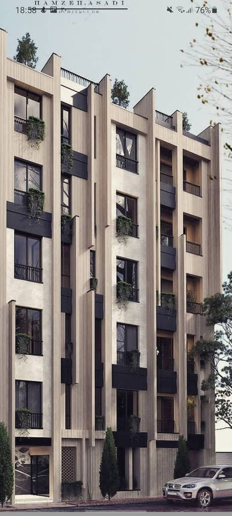 Contemporary Apartment Facade, Modern Apartment Facade Exterior Design, Modern Facade Apartment, Modern Exterior Apartment, Residential Building Elevation Design, Apartment Facade Design Modern, Modern Residential Building Design, Apartment Facade Design, Residential Building Facade