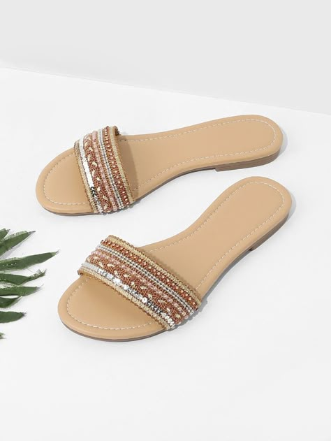 Indian Flat Sandals, Simple Sandals Flat, Shein Footwear, Indian Sandals Flats, Ladies Sandals Flat, Stylish Shoes Heels, Indian Sandals, Sandals Shein, Trendy Slippers