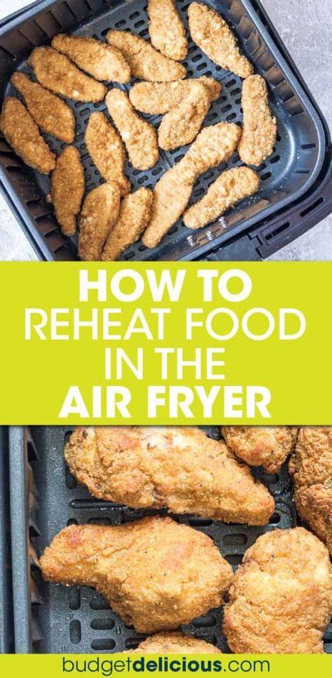 Once you learn how to Reheat Fried Chicken in the Air Fryer, you'll never want to do it any other way! Enjoy fried chicken leftovers that are deliciously crispy outside and tender and moist inside, all without heating your oven. With the air fryer, you can reheat fried chicken to perfection quickly and easily. Reduce waste and stretch your budget by using up leftover fried chicken. Click through to learn How To Reheat Fried Chicken in Air Fryer!! #friedchicken #airfryer #reheatchicken #chicken Reheating Food In Airfryer, Food In Air Fryer, Fried Chicken In Air Fryer, Reheat Fried Chicken, Chicken Leftovers, Air Fried Chicken Tenders, Quick Chicken Breast Recipes, Leftover Chicken Breast, Reheat Chicken