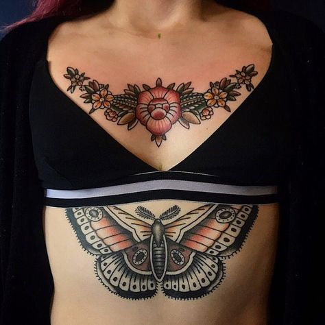 Lower Stomach Tattoos, Symmetrical Tattoo, Laura Ann, Stomach Tattoos Women, American Traditional Tattoo Ideas, Traditional Tattoo Ideas, Bug Tattoo, The Healing Process, Small Girl Tattoos