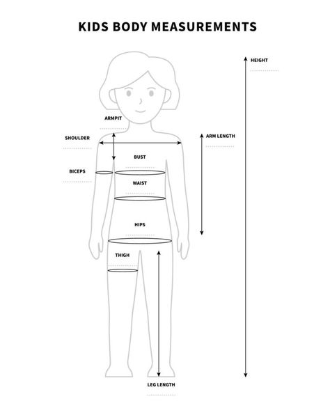 Measurements of the children body for the fashion industry and tailoring, kids proportions size chart Childrens Clothing Patterns, Body Chart, Toddler Dress Patterns, Clothing Pattern Design, Sewing Measurements, Body Measurement Chart, Dress Patterns Diy, Kids Dress Patterns, Baby Clothes Patterns