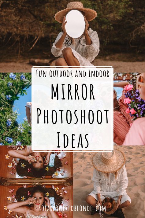 Creative Mirror Photography, Mirror Photography Ideas, Mirror Photoshoot Ideas, Mirror Photoshoot, Pictures Mirror, Photography Mirror, Mirror Outdoor, Creative Mirror, Illusion Photography