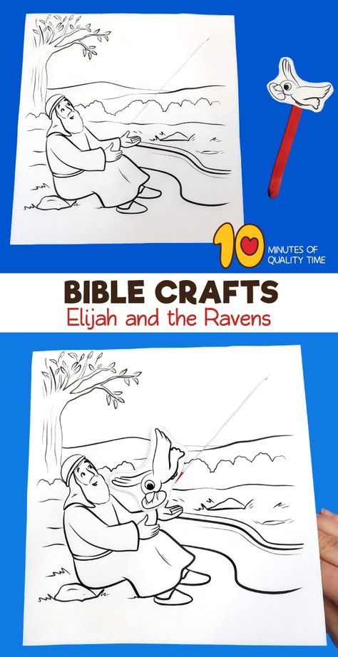 Birds Feed Elijah Craft, Elijah Helps A Widow, Elijah And The Ravens Craft For Kids, Elijah Fed By Ravens Craft, Ravens Feed Elijah Craft, Elijah Craft, Heaven Coloring Page, Elijah And The Ravens, Joseph Coloring Page