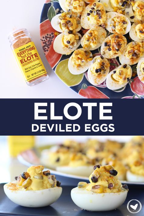 Elote Deviled Eggs, Mexican Street Corn Deviled Eggs, Deviled Eggs Recipe Without Mayo, Mexican Deviled Eggs, Devilish Eggs, Elote Seasoning, Angel Eggs, Traditional Deviled Eggs, Deviled Eggs Recipes