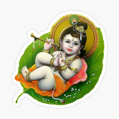 Get my art printed on awesome products. Support me at Redbubble #RBandME: https://www.redbubble.com/i/sticker/Krishna-Janmashtami-by-newtotem/165333099.EJUG5?asc=u राधा कृष्ण, South Asian Aesthetic, Whatsapp Stickers, God Sticker, Asian Aesthetic, Goddess Artwork, Krishna Janmashtami, Photo To Cartoon, Lord Krishna Images