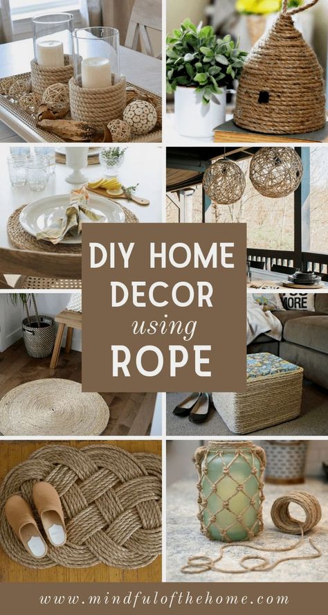 #farmhouse #modernfarmhouse #farmhousedecor Home Decor Handmade Ideas, Diy Jute Rope Projects, Jute Home Decor Diy Projects, Crafts With Twine Diy Projects, Craft Rope Ideas, Diy Rustic Placemats, Decorative Rope Ideas, Rope Diy Ideas Home Decor, Crafts For Home Decor Diy