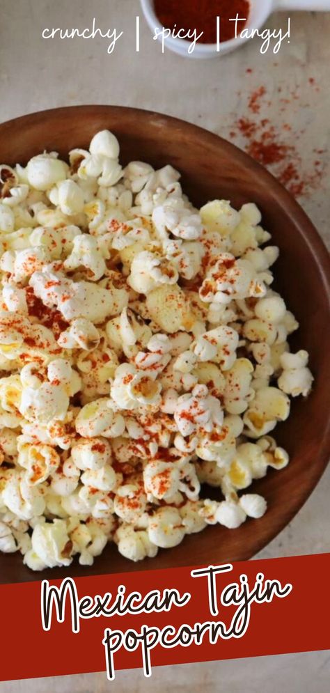 Tajin Popcorn, Tajin Snacks, Spicy Popcorn Recipes, Chili Popcorn, Homemade Popcorn Recipes, Tajin Recipes, Spicy Popcorn, Snack To Make, Gluten Free Popcorn