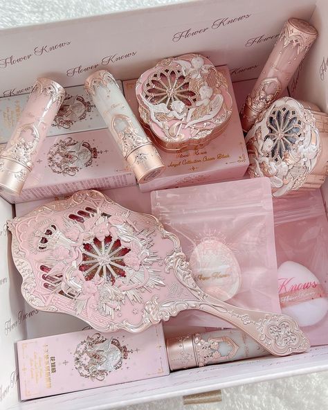 Flower Knows Angel Collection, Flower Knows Makeup, Bride Box Gift, Pink Princess Aesthetic, Girl Hood, Girl Essentials, Angel Makeup, Kawaii Items, Hyper Feminine