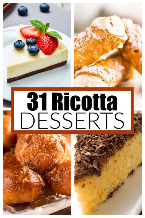 Desserts With Riccota Cheese, Ricotta Pastry Recipes, Ideas For Ricotta Cheese, Ricotta Cheese Desserts Easy, Ricotta Baked Goods, Ricotta Tart Desserts, Dessert Using Ricotta Cheese, Sweetened Ricotta Cheese, What To Use Ricotta Cheese In