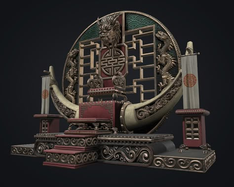 ArtStation - Throne of the Emperor of China, Andrii Tkach Mouth Painting, Ganpati Decoration Design, Batman Artwork, Throne Room, My Fantasy World, Egypt Art, Chinese History, Thai Art, Fantasy City