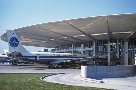 Pan-Am Terminal at JFK: Save or Scrap? Airport Architecture, Pan American Airlines, Pan American Airways, Boeing 707, Air Carrier, Airport Terminal, National Airlines, Jet Age, Airline Travel