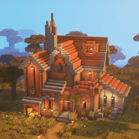 House Minecraft Savana, Savannah Biome House Minecraft, Orange House Minecraft, Savana Minecraft House, Savannah Minecraft House, Savannah Village Minecraft, Italian Village Minecraft, Savanna House Minecraft, Acacia Village Ideas Minecraft