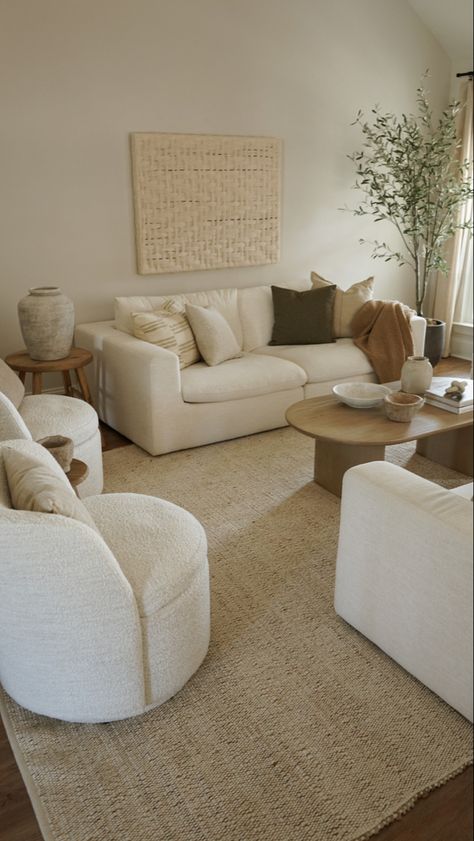 #organiclivingroom #neutralhomeinspo #neutrals #neutralhomedecor #livingroominspo #sofastyling #livingroomrugs #neutralrugs #neutralhomeinspo Living Room Decor Earthy Tones, Boucle Accent Chair Living Room, Organic Modern Living Room Beige Couch, Beige Couch Rug, Living Room Rug Beige Couch, Soft Neutral Living Room, Living Room Decor Earthy, Organic Earthy Living Room, Earthy Organic Living Room