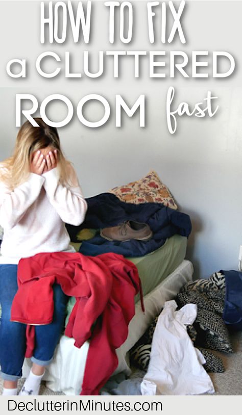 How to fix a cluttered room and transform it into a neat and organized space. Clutter is stressing you out and you don't know how to fix it? This guide will show you how to declutter your room without freaking out and becoming overwhelmed. These tips are easy and actionable so that you can finally get rid of the extra stuff and have a space that you love to be in. #fixclutteredroom #clutteredroomfix #declutterroom How To Get Rid Of Clothes Clutter, How To Get Rid Of Things In Your Room, Decluttering Bedroom, Decluttered Room, Ways To Organize Your Room, Declutter Your Room, Room Declutter, How To Declutter Your Bedroom, Declutter Help