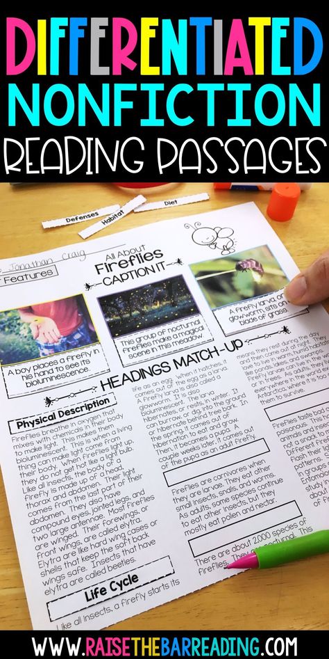 Differentiated Reading Passages for Nonfiction Reading Comprehension Activities and Reading Response - A teaching blog post with nonfiction differentiated passages and a list of free websites for finding reading passages online. Ways to use differentiated passages in the content areas. Teaching ideas for differentiated instruction in the classroom for elementary students in third grade, fourth grade, or fifth grade reading levels. Third Grade Comprehension Activities, Fun Reading Activities For 3rd Grade, Fifth Grade Reading Comprehension, Fun Reading Comprehension Activities, 4th Grade Reading Activities, 5th Grade Ela Activities, 4th Grade Reading Classroom, Science Of Reading 4th Grade, 3rd Grade Reading Comprehension Free