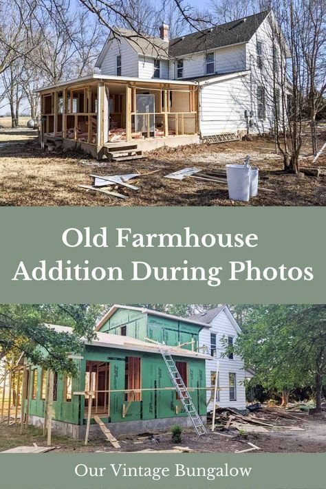 Old Home With Modern Addition, Old Country House Renovation, Adding Onto An Old Farmhouse, Old Farmhouse Updates, Old Farm Houseplans Interior Design, Fixing Up An Old House, Updating Old Farmhouse, Diy Add On Room To House, Old Home Additions