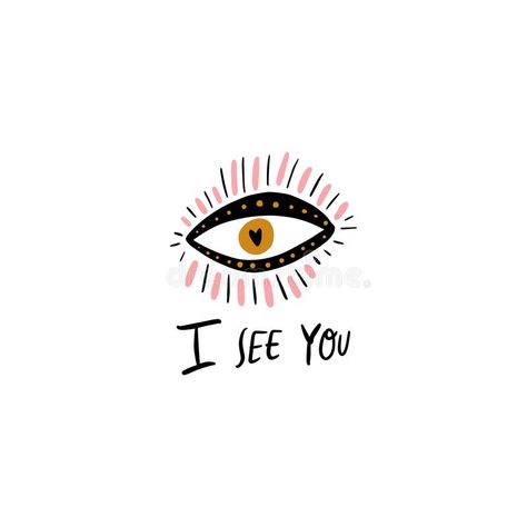 I see you handwritten lettering text. Hand drawn female witch eye. Print, sticker, patch, flash tattoo. Vector EPS. Clip art stock illustration Witch Eyes, Handwritten Lettering, Tattoo Vector, X Tattoo, Eye Print, Handwritten Letters, Sticker Patches, Modern Graphic Design, Flash Tattoo