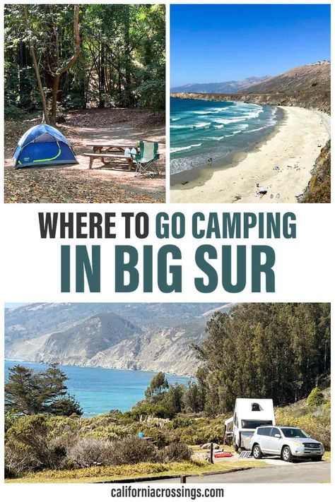 Figure out how and where to go camping in Big Sur. This complete guide features 11 campgrounds with detailed info on each campground and full FAQ.. Big Sur glamping and camping guide. Where to stay in Big Sur. Weekend Getaway California, California Getaways, Los Padres National Forest, California Outdoor, California Camping, Beautiful California, Highway 1, Camping Guide, Big Sur California