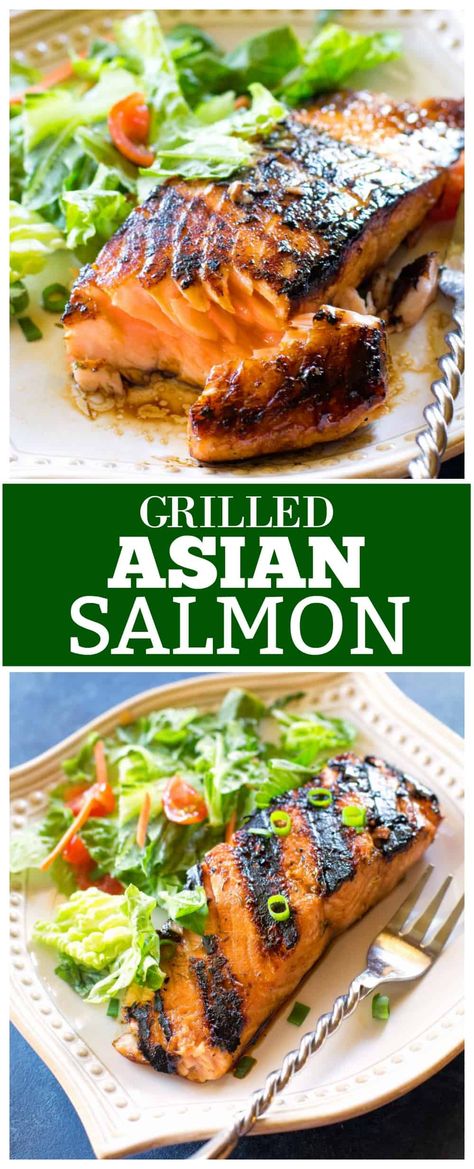 Asian Salmon Dinner, Salmon Asian, Dinner Recipe Healthy, Salmon Dinner Recipes, Asian Grill, Asian Salmon, The Girl Who Ate Everything, Garlic Butter Salmon, Butter Salmon