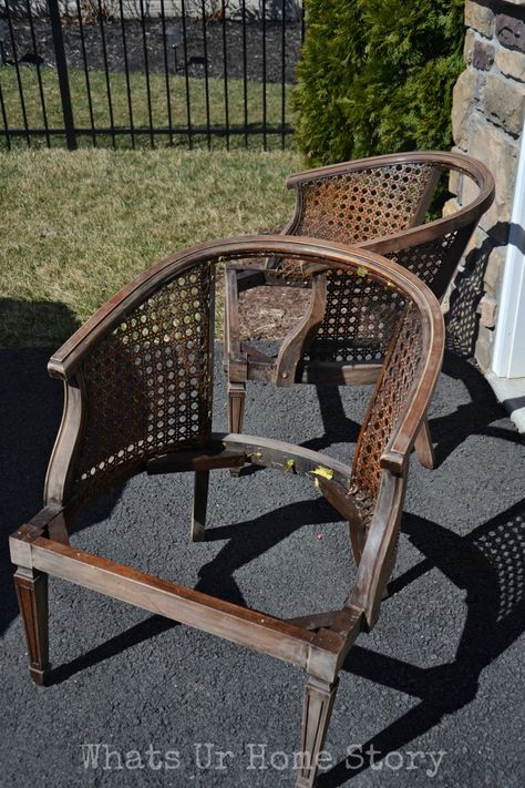 Family Room Chairs, Paint A Chair, Cane Chair Makeover, Messy Garage, Family Room Chair, Cane Chairs, Chair Redo, Cane Back Chairs, Boho Chair