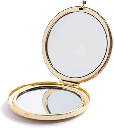 Amazon.com: Magnifying Compact Mirror for Purses with 2 x 1x Magnification, Folding Mini Pocket Double Sided Travel Makeup Mirror, Perfect for Purse, Pocket : Beauty & Personal Care Gold Compact Mirror, Travel Makeup Mirror, Travel Mirror, Storage Mirror, Cosmetic Mirror, Makeup Mirrors, How To Apply Mascara, Pocket Mirror, Gold Branding