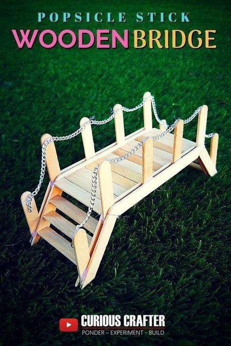 Popsicle Stick Bridges, Garden Diy Furniture, Popsicle Stick Art, Popsicle Stick Crafts House, Popsicle Stick Houses, Diy Popsicle Stick Crafts, Sticks Furniture, Fairy Garden Furniture, Diy Popsicle