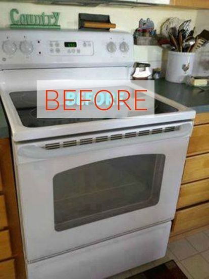 s don t buy new appliances these 9 diy hacks are brilliant, appliances, Before A plain white oven and stove White Kitchenaid Mixer, Large Kitchen Appliances, Appliance Makeover, Painting Appliances, Stove Paint, White Stove, Oven Diy, White Kitchen Appliances, White Fridges